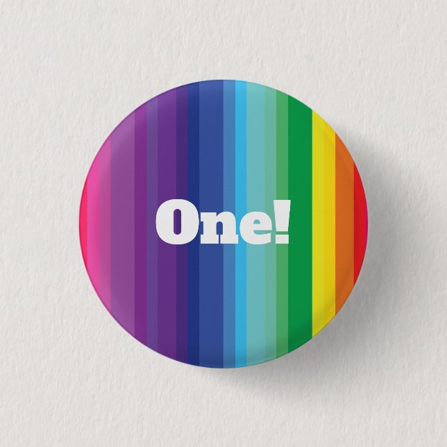Mod Rainbow Colourful 1st Birthday Party 3 Cm Round Badge (Front)