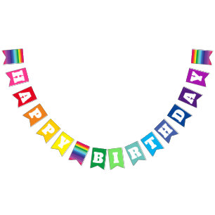Mod Rainbow Colourful 1st Birthday Party Bunting