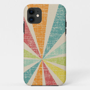 Mod Rainbow Sun Burst Grunge Rustic Colourful iPhone 11 Case