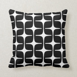 Mod Rectangles Pattern in Black and White Cushion