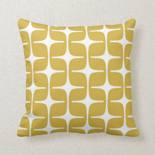 Mod Rectangles Pattern in Mustard and White Cushion