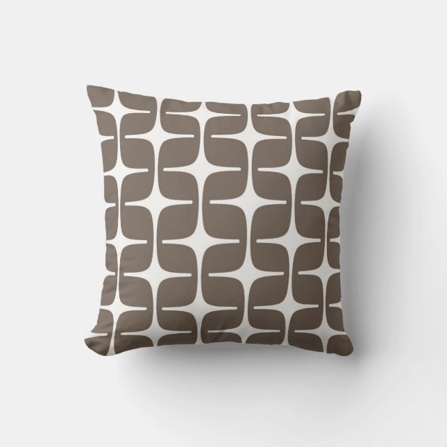 Mod Rectangles Pattern in Taupe and White Cushion (Front)