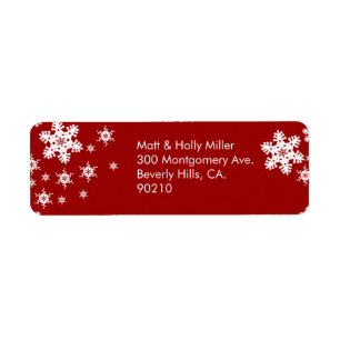 Mod Red Snowflakes Return Address Label