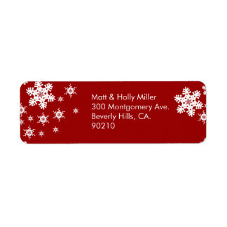Mod Red Snowflakes Return Address Label