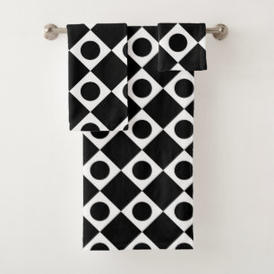 Mod Retro 60's Black Bath Towel Set