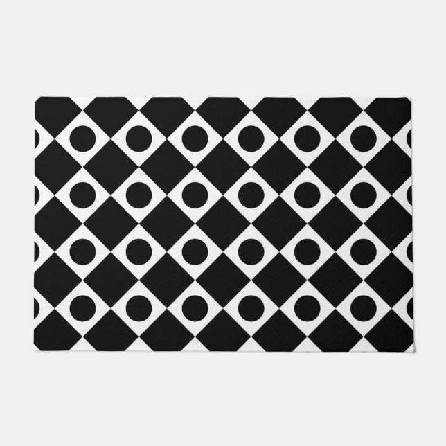 Mod Retro 60's Black Doormat (Front)