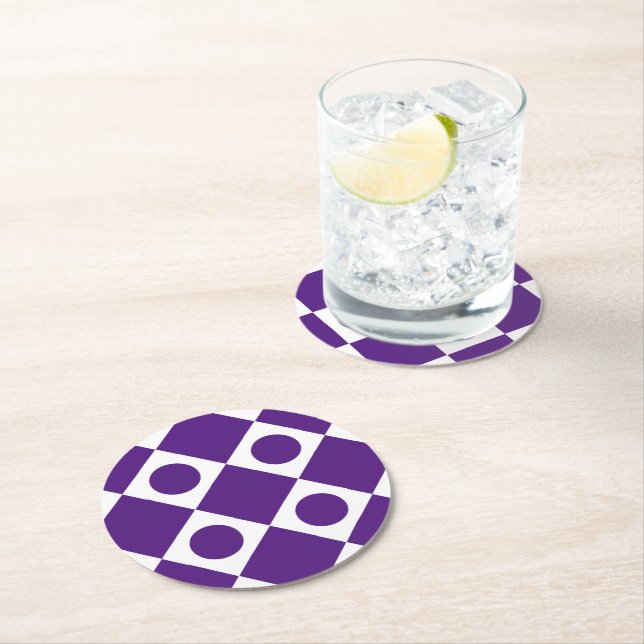 Mod Retro 60's Custom Colour Round Paper Coaster (Insitu)