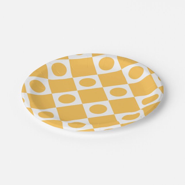 Mod Retro 60's Mustard Paper Plate (Angled)