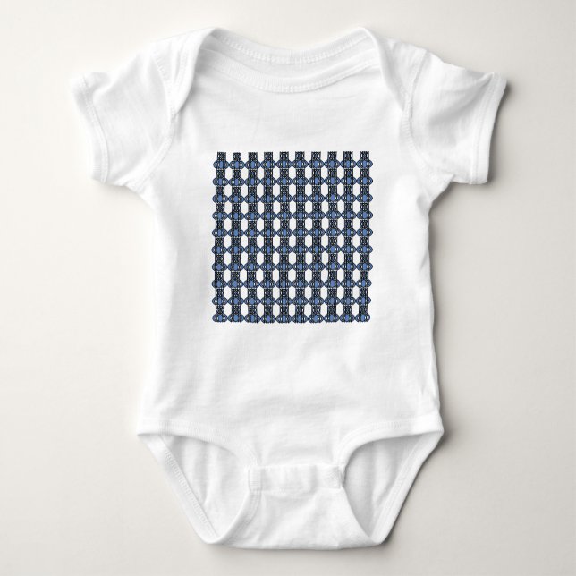 Mod Retro Blue Abstract Scarab Pattern Baby Bodysuit (Front)