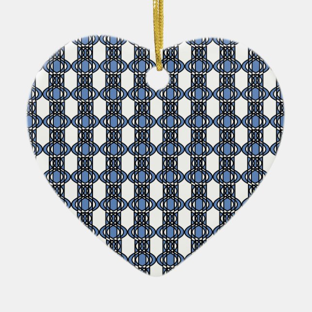 Mod Retro Blue Abstract Scarab Pattern Ceramic Ornament (Front)