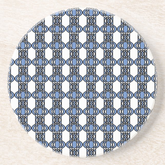 Mod Retro Blue Abstract Scarab Pattern Coaster (Front)