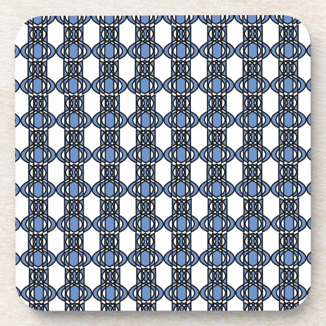 Mod Retro Blue Abstract Scarab Pattern Coaster (Front)