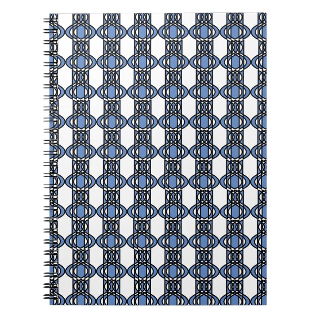 Mod Retro Blue Abstract Scarab Pattern Notebook (Front)