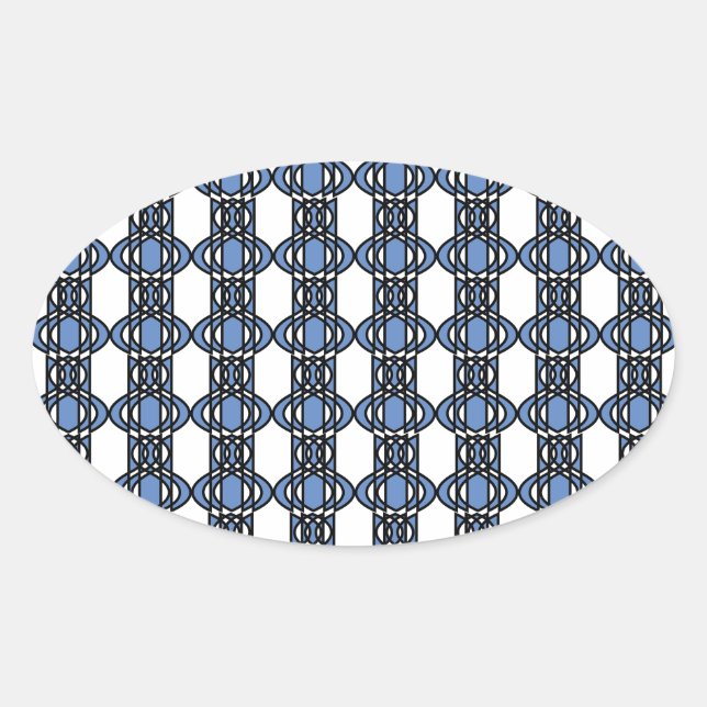 Mod Retro Blue Abstract Scarab Pattern Oval Sticker (Front)