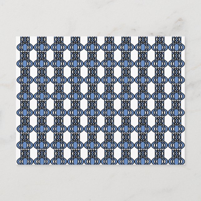 Mod Retro Blue Abstract Scarab Pattern Postcard (Front)
