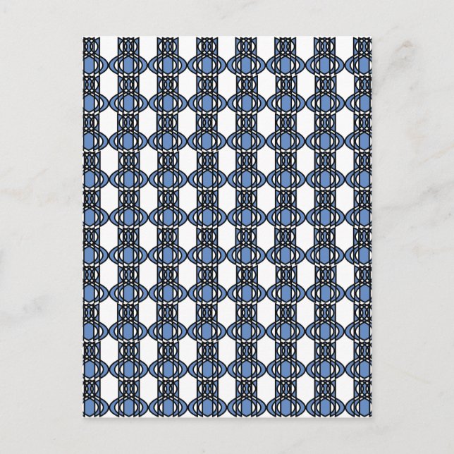 Mod Retro Blue Abstract Scarab Pattern Postcard (Front)