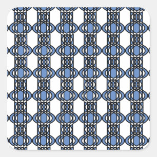 Mod Retro Blue Abstract Scarab Pattern Square Sticker