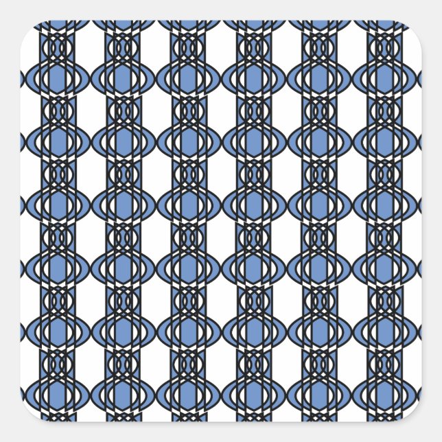 Mod Retro Blue Abstract Scarab Pattern Square Sticker (Front)