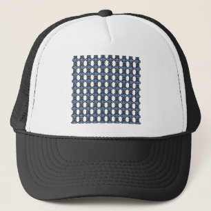Mod Retro Blue Abstract Scarab Pattern Trucker Hat