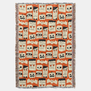 Mod Retro Monsters Throw Blanket