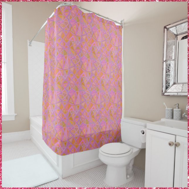 Mod Retro Pink Purple and Yellow Geometric  Shower Curtain (Creator Uploaded)