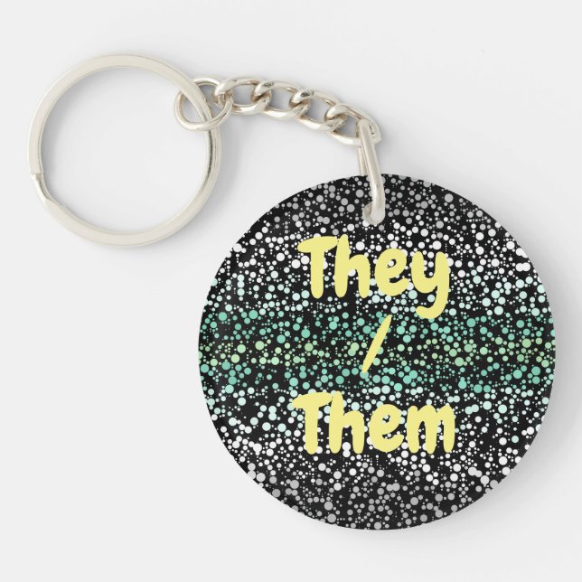 Mod Retro Quirky Groovy Boho Paragender Pride Key Ring (Front)