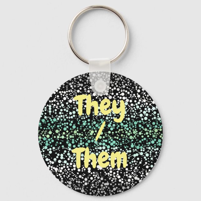 Mod Retro Quirky Groovy Boho Paragender Pride Key Ring (Front)