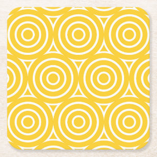 Mod Retro Style Geometric Design Square Paper Coaster
