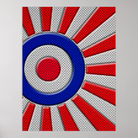 Mod Roundel Asian Sunburst in Carbon Fiber Style