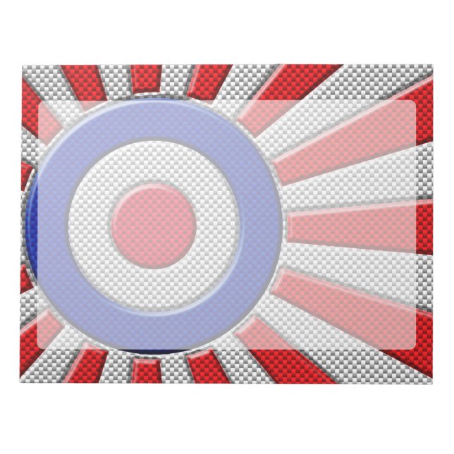 Mod Roundel Asian Sunburst in Carbon Fibre Style Notepad (Front)