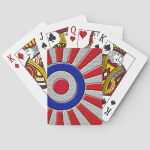 Mod Roundel Asian Sunburst in Carbon Fibre Style Playing Cards