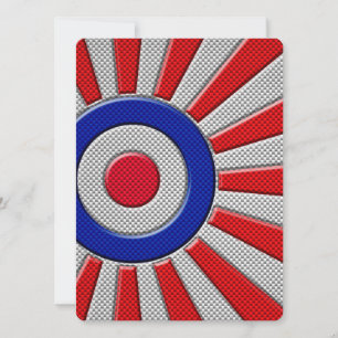 Mod Roundel Sunburst Design in Carbon Fibre Style