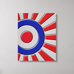 Mod Roundel Sunburst Design in Carbon Fibre Style Canvas Print