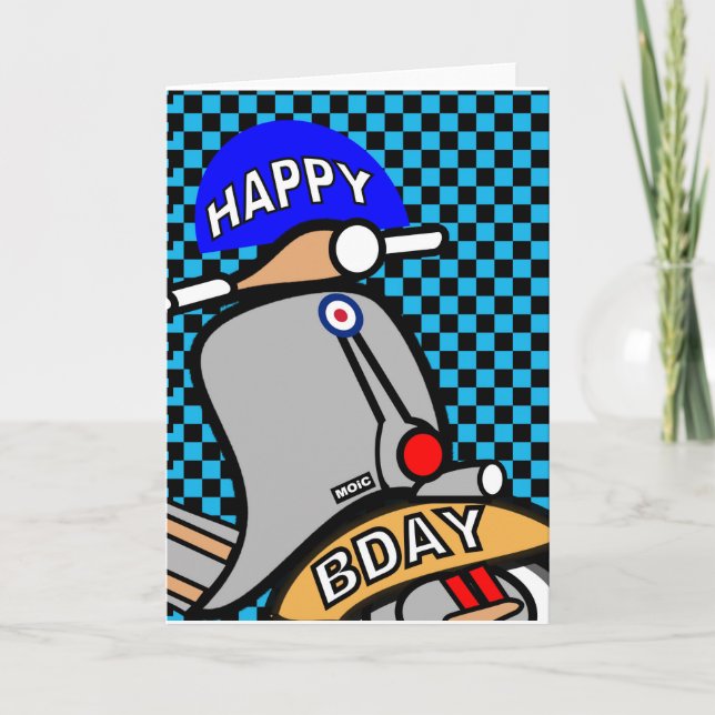 Mod scooter birthday card (Front)