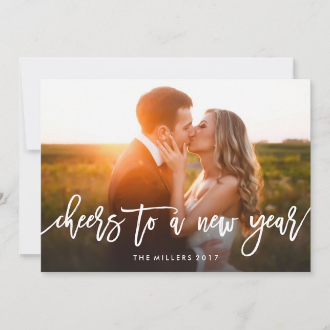 Mod Script Cheers To A New Year Holiday Photo Card (Front)
