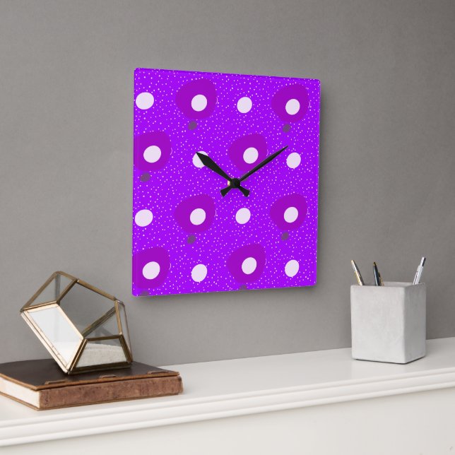 mod shapes_purple square wall clock (Office)