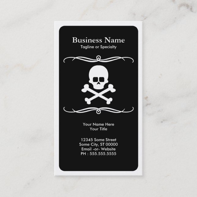 mod skull and crossbones business card (Front)