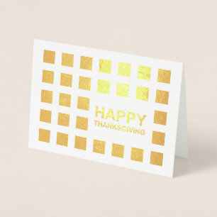Mod Squares Happy Thanksgiving Gold Foil Card