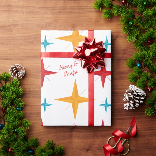 Mod Stars Christmas, Retro Mid-Century Modern Wrapping Paper (Holiday Gift)