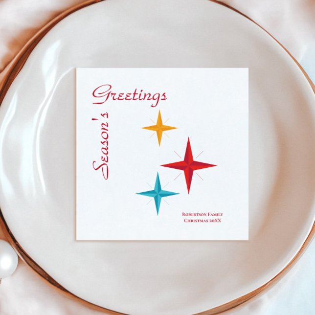 Mod Stars, Mid-Century Modern Retro Holiday Napkin (Creator Uploaded)