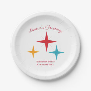Mod Stars, Mid-Century Modern Retro Holiday Paper Plate
