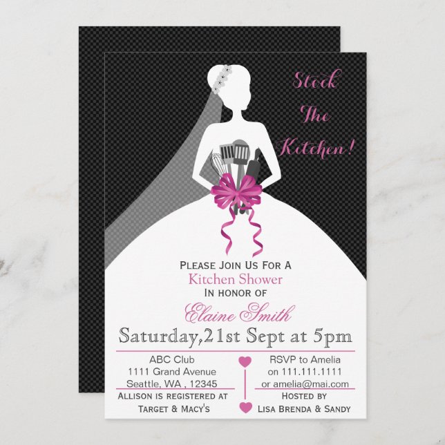 Mod stock the kitchen Bridal shower Invite (Front/Back)