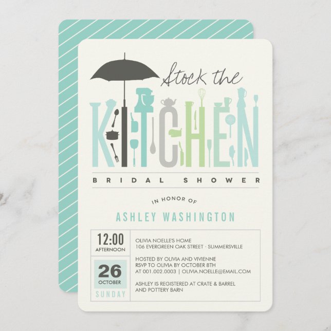 Mod Stock The Kitchen Bridal Shower Party Invite (Front/Back)