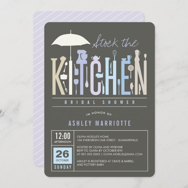 Mod Stock The Kitchen Bridal Shower Party Invite (Front/Back)