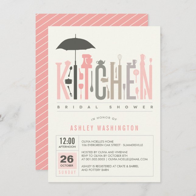 Mod Stock The Kitchen Bridal Shower Party Invite (Front/Back)