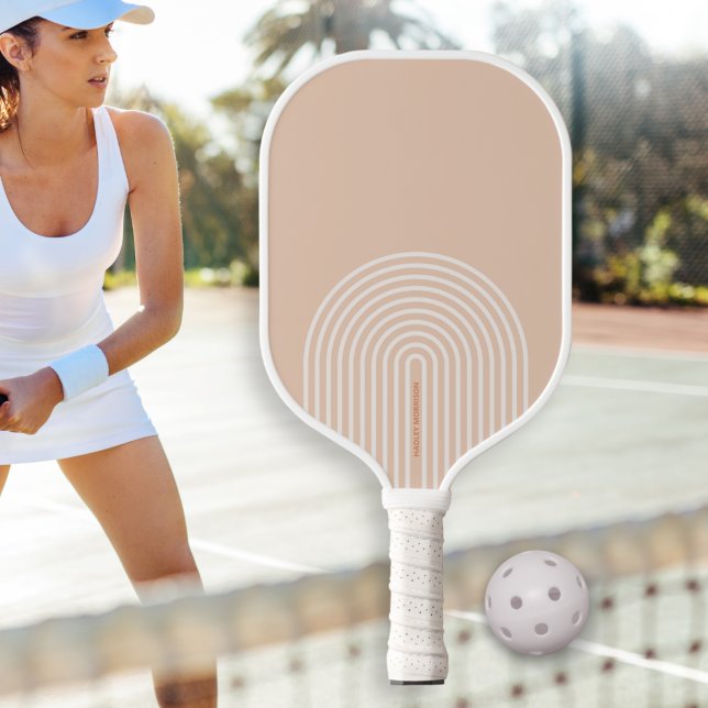 Mod Striped Arch Neutral Colours Custom Text Pickl Pickleball Paddle (Creator Uploaded)