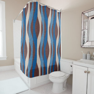 Mod Stripes Blue Shower Curtain