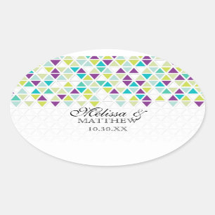Mod Style Triangle Pattern Triangular Geometric Oval Sticker