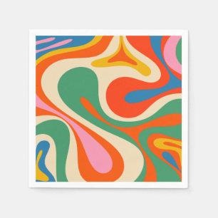 Mod Swirl Retro Trippy Colourful Abstract Pattern  Napkin