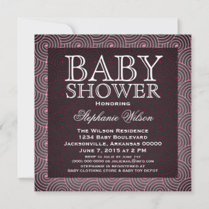 Mod Swirls Baby Shower Invite, Pink Invitation